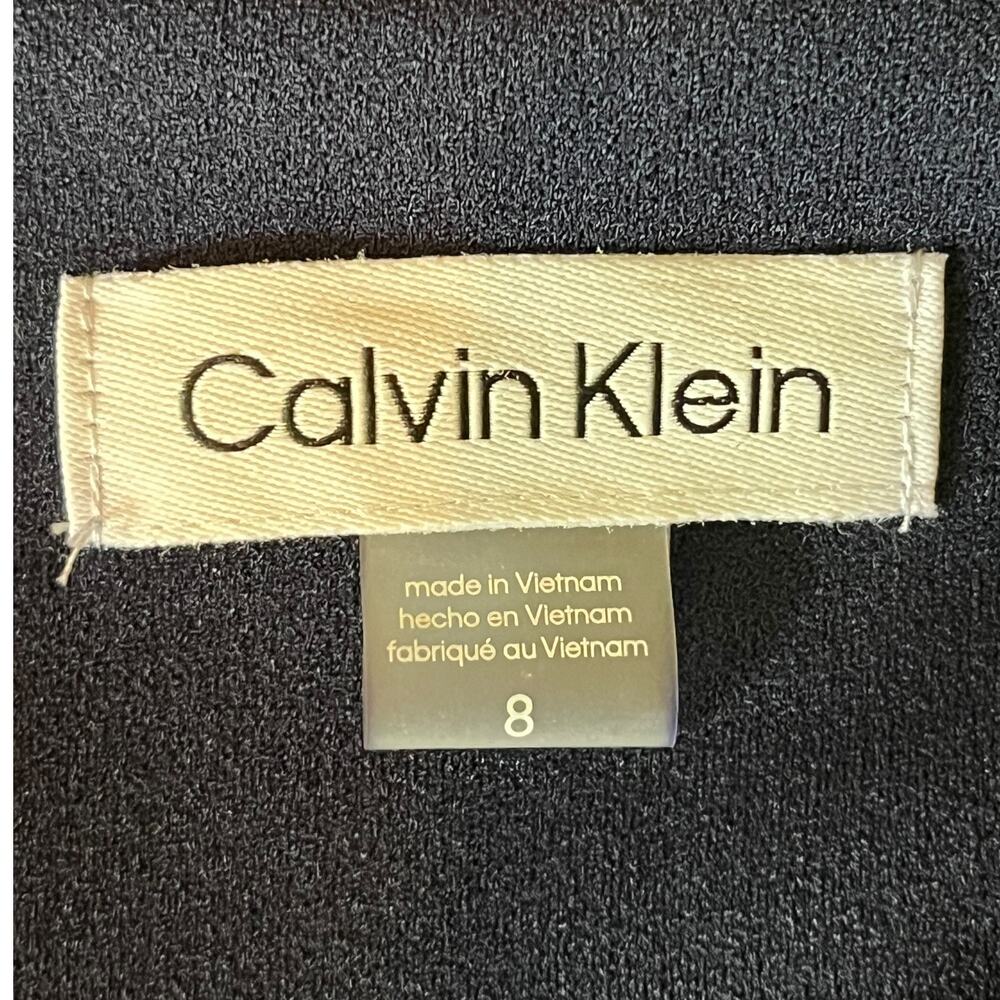 Calvin Klein dress Ruffle crepe sheath sleeveless navy blue size 8 - Picture 6 of 8
